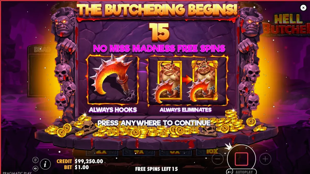 Tampilan visual slot Hell Butcher dengan tema horor dan simbol-simbol unik.