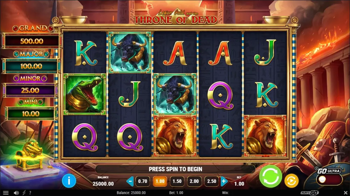 Legion Gold and the Throne of Dead slot game interface